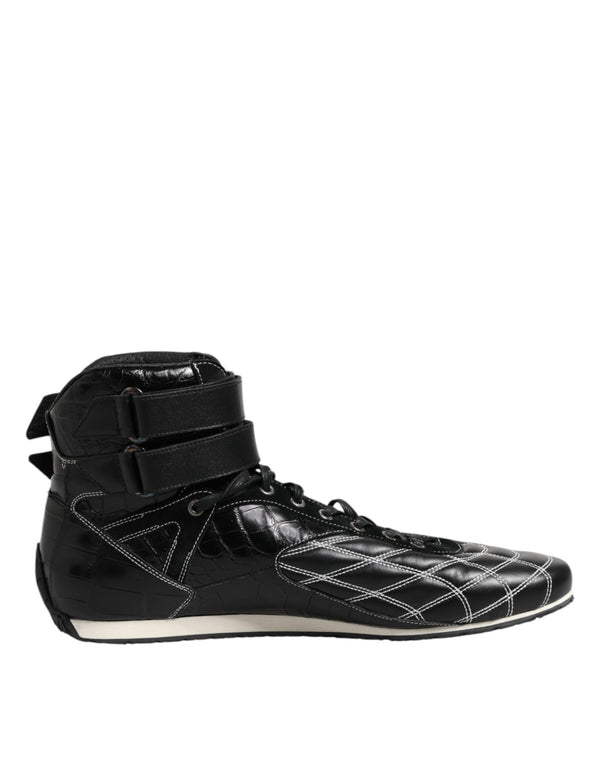 Schwarze gesteppte Leder Schnürschuhe
