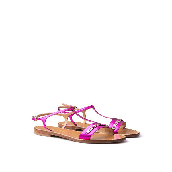Lila Ledersandalen