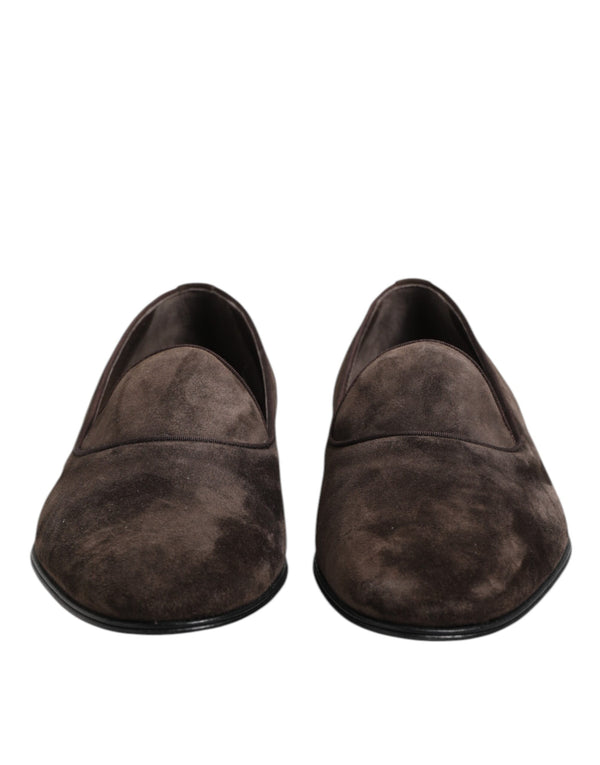 Braune Samtleder Slipper Schuhe
