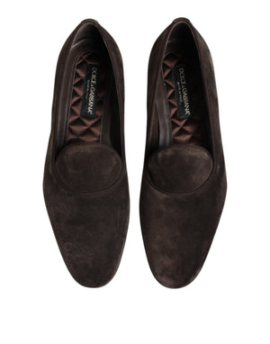 Braune Samtleder Slipper Schuhe