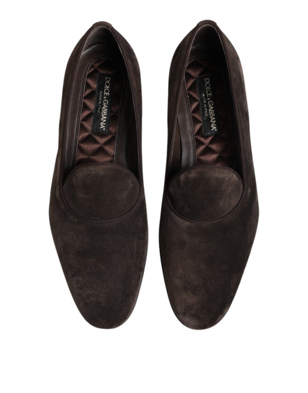 Braune Samtleder Slipper Schuhe