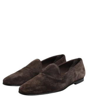 Braune Samtleder Slipper Schuhe