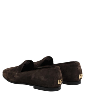Braune Samtleder Slipper Schuhe