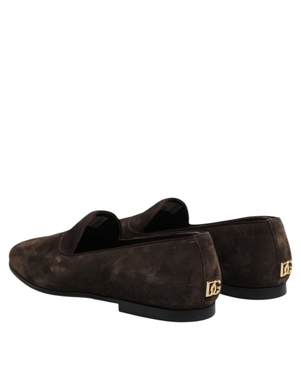 Braune Samtleder Slipper Schuhe