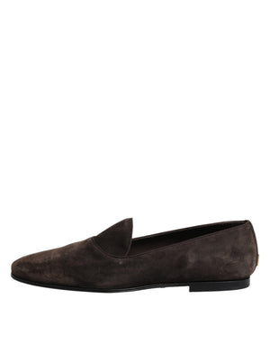 Braune Samtleder Slipper Schuhe