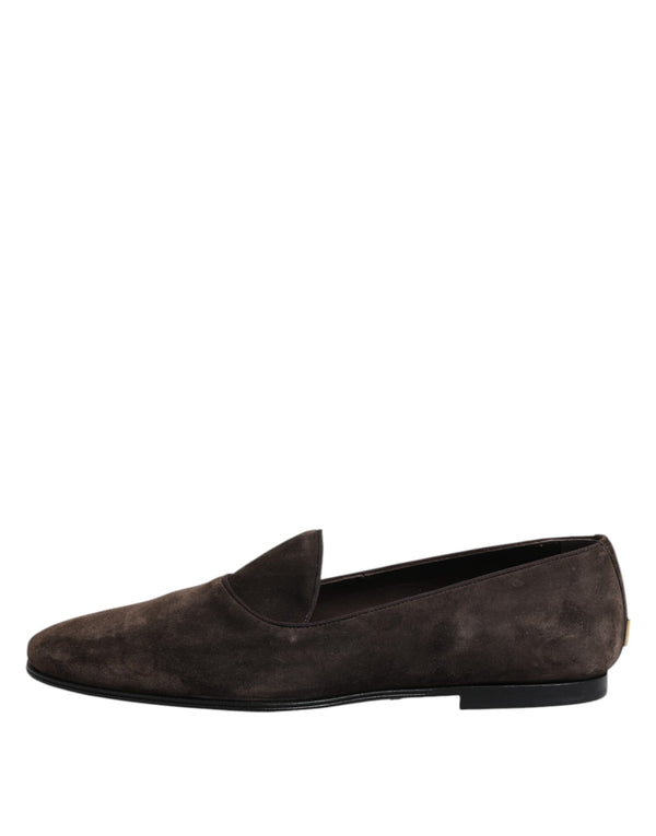 Braune Samtleder Slipper Schuhe