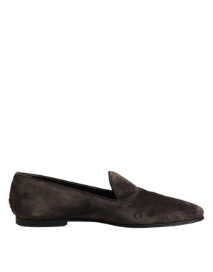 Braune Samtleder Slipper Schuhe