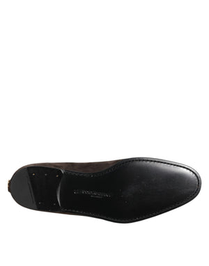 Braune Samtleder Slipper Schuhe