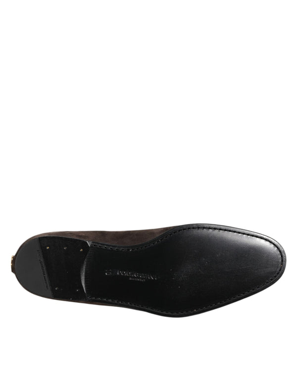 Braune Samtleder Slipper Schuhe