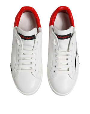 Weiß Rot Logo Low Top Leder Turnschuhe Schuhe