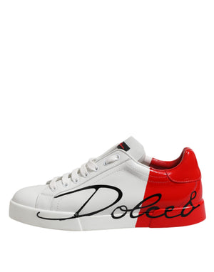 Weiß Rot Logo Low Top Leder Turnschuhe Schuhe