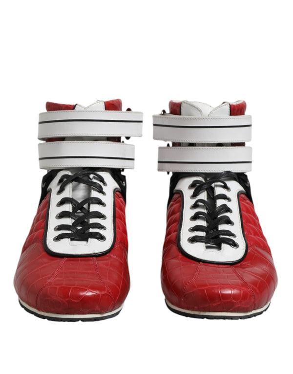 Rote gesteppte Leder Schnürschuhe Schuhe