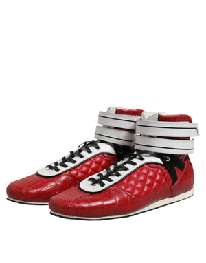 Rote gesteppte Leder Schnürschuhe Schuhe
