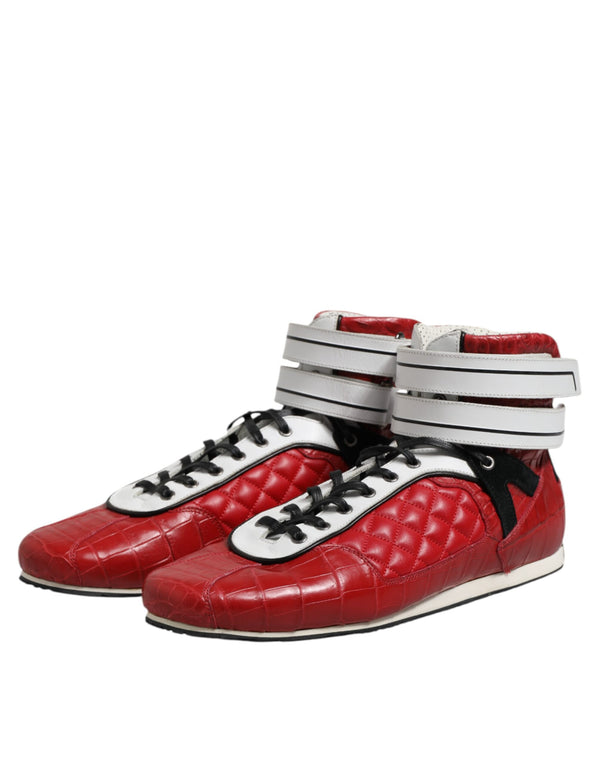 Rote gesteppte Leder Schnürschuhe Schuhe