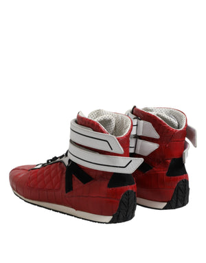 Rote gesteppte Leder Schnürschuhe Schuhe