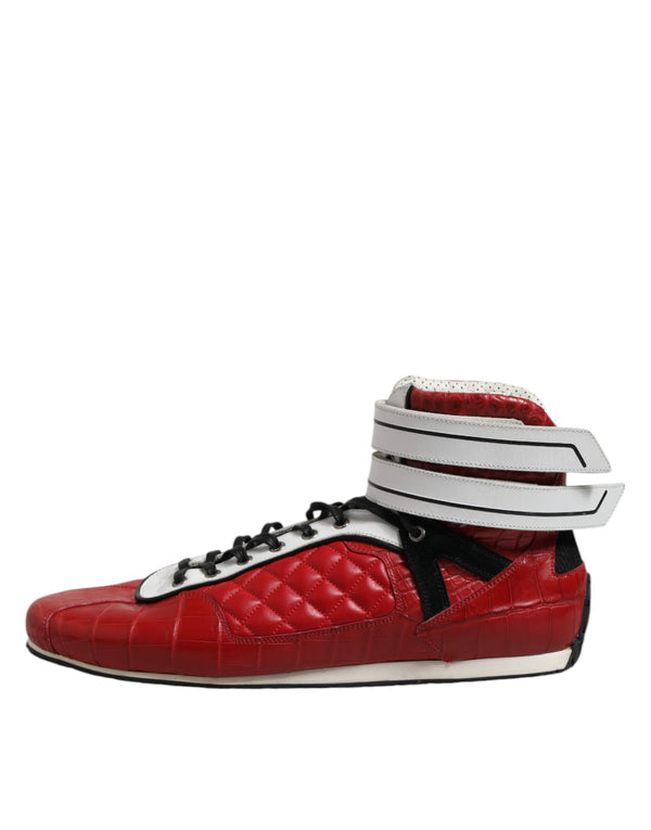 Rote gesteppte Leder Schnürschuhe Schuhe