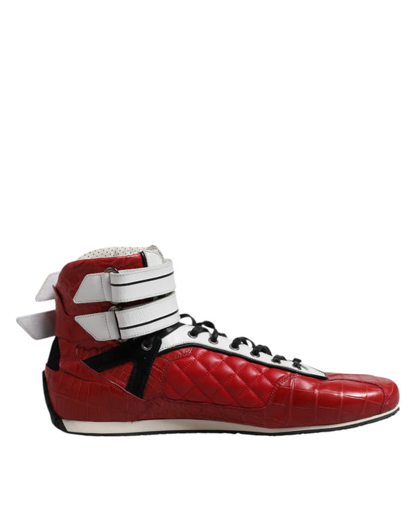 Rote gesteppte Leder Schnürschuhe Schuhe