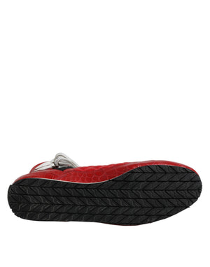 Rote gesteppte Leder Schnürschuhe Schuhe