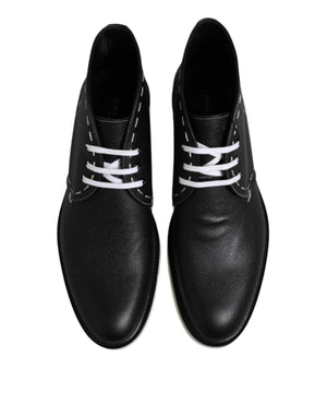 Schwarz Weiß Leder Stiefelette Schuhe