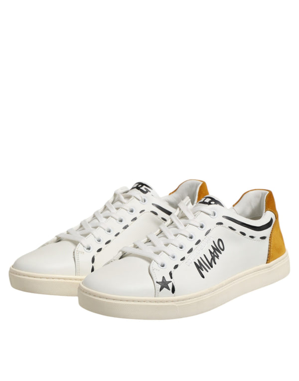 Weiß Leder MILANO Low Top Turnschuhe Schuhe