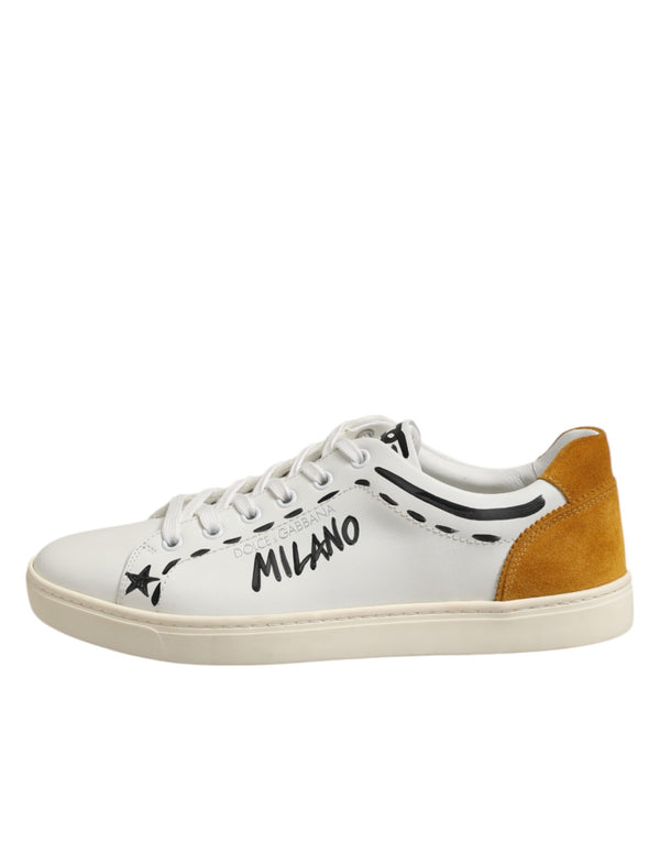 Weiß Leder MILANO Low Top Turnschuhe Schuhe