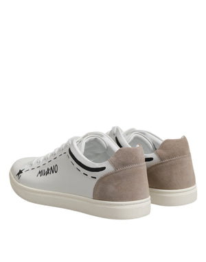 Weiß Leder MILANO Low Top Turnschuhe Schuhe