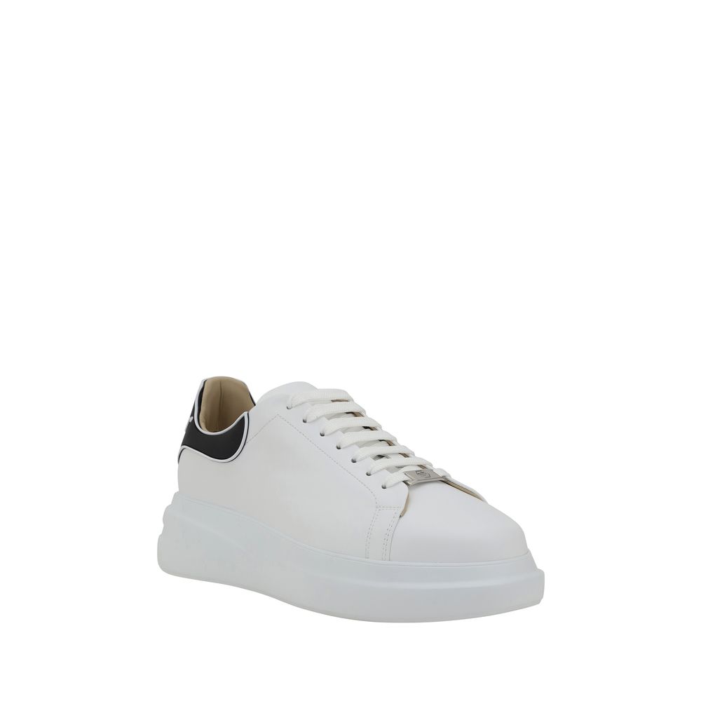 Weiße Gummisohle Sneakers mit niedrigem Schaft
