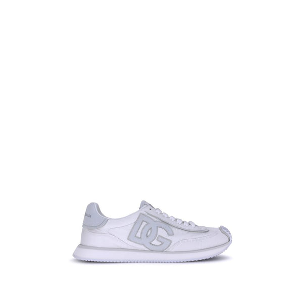 Weiße Stoff-Sneakers mit niedrigem Schaft