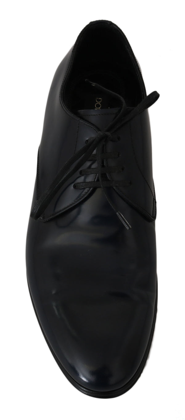 Blau Leder Kleid Derby Formale Herrenschuhe