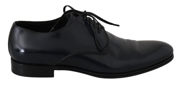 Blau Leder Kleid Derby Formale Herrenschuhe