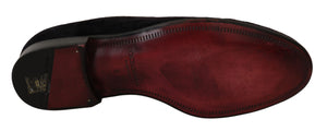 Loafers Schwarzer Samt Goldkrone
