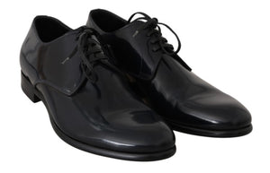 Polierte Derby-Schuhe aus blauem Leder