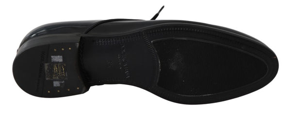 Polierte Derby-Schuhe aus blauem Leder