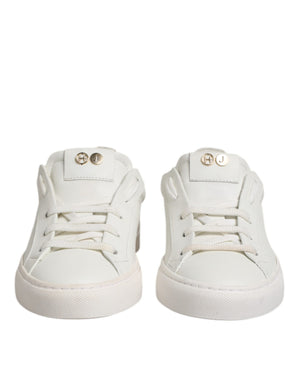 Weiße Leder Low Top Lace Up Sneakers Schuhe