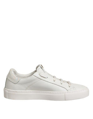 Weiße Leder Low Top Lace Up Sneakers Schuhe
