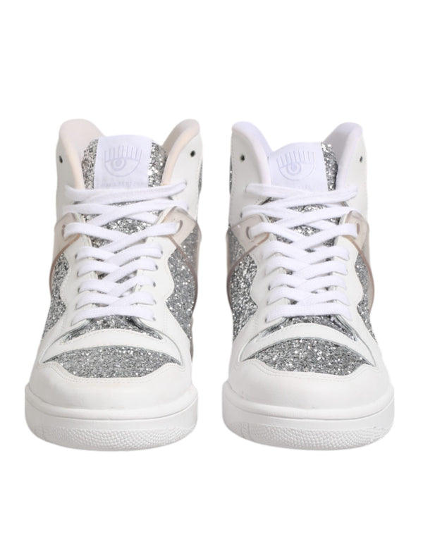 Weiß Silber High Top Frauen Turnschuhe Schuhe