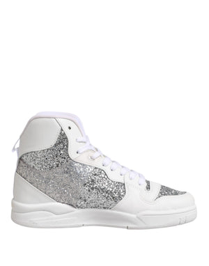 Weiß Silber High Top Frauen Turnschuhe Schuhe