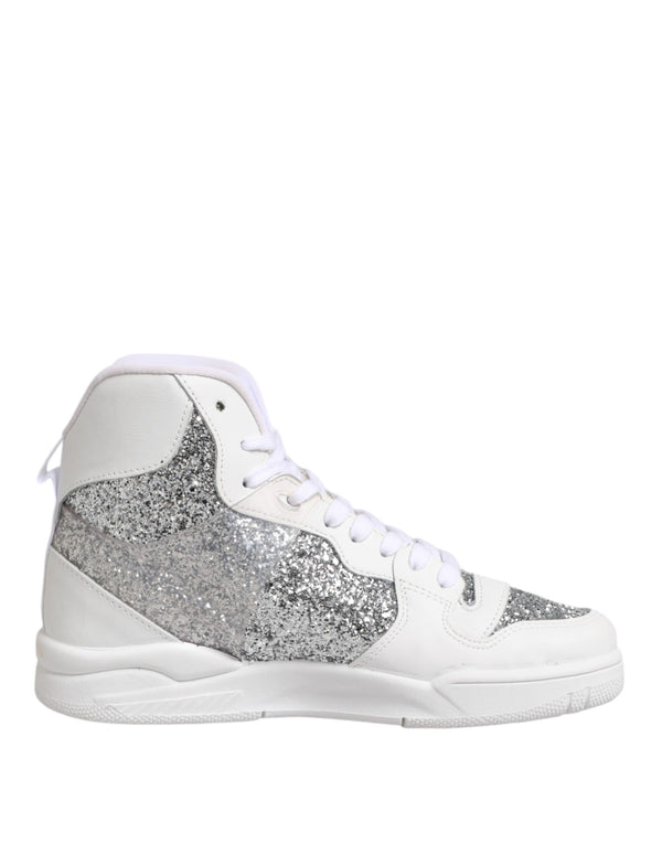 Weiß Silber High Top Frauen Turnschuhe Schuhe