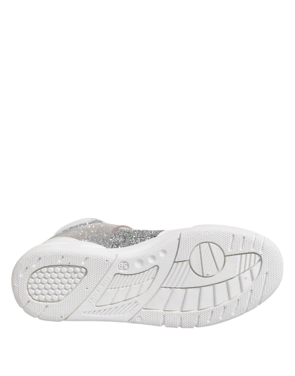 Weiß Silber High Top Frauen Turnschuhe Schuhe