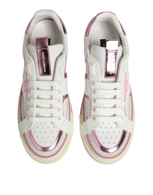 Weißes Leder DG Logo Low Top Sneakers Schuhe