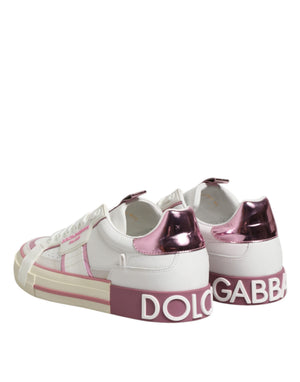 Weißes Leder DG Logo Low Top Sneakers Schuhe