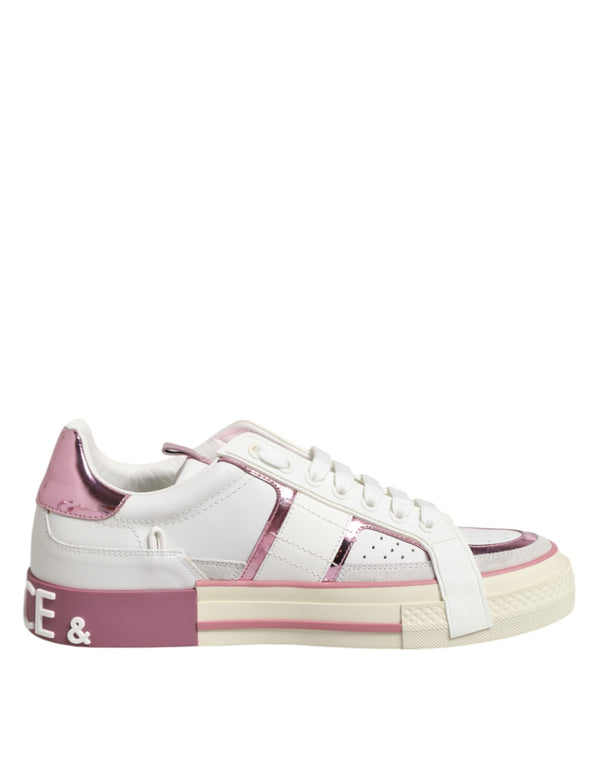 Weißes Leder DG Logo Low Top Sneakers Schuhe