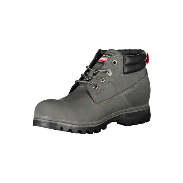 Grauer Polyester Herrenstiefel