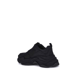 Schwarze Stoff-Sneaker mit klobiger Sohle
