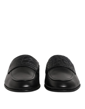 Schwarze Kalbsleder Slipper Schuhe