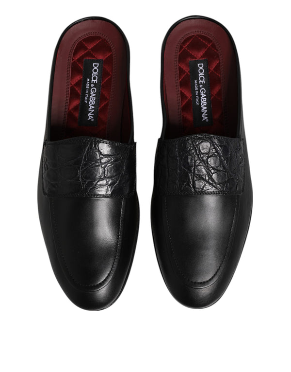 Schwarze Kalbsleder Slipper Schuhe