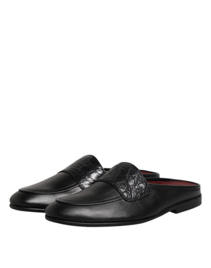 Schwarze Kalbsleder Slipper Schuhe