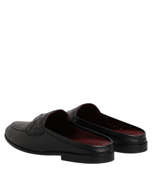 Schwarze Kalbsleder Slipper Schuhe