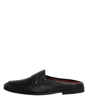 Schwarze Kalbsleder Slipper Schuhe