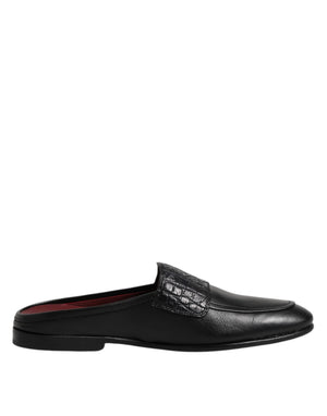 Schwarze Kalbsleder Slipper Schuhe